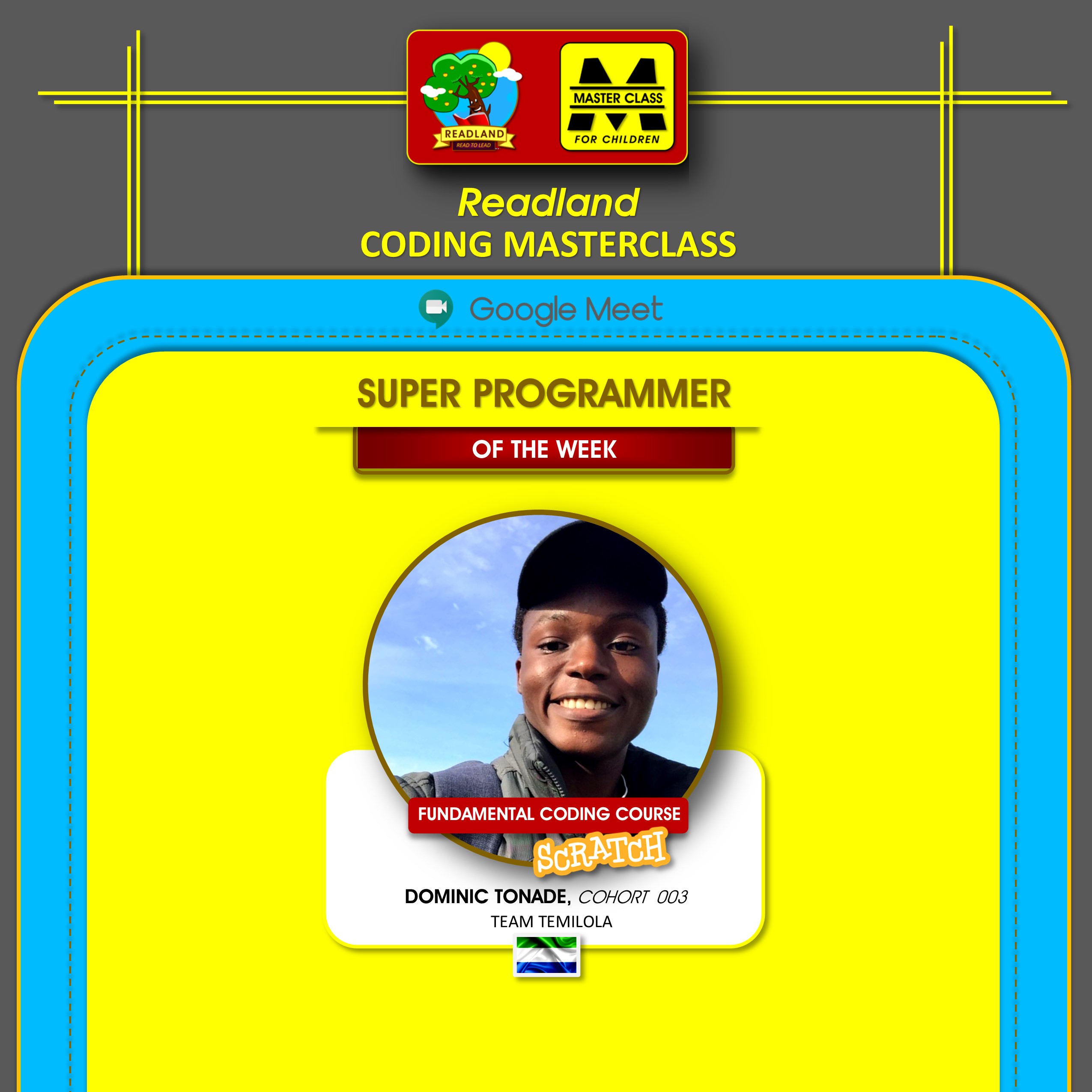 DOMINIC SUPER PROGRAMMER OF THE WEEK